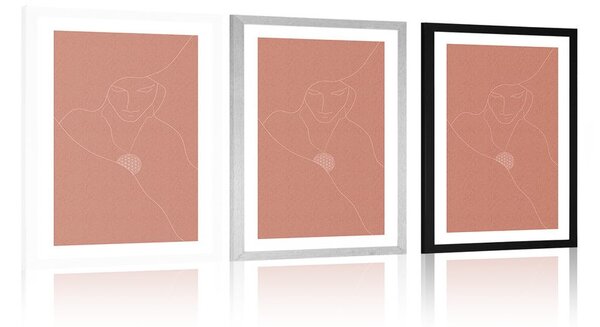 Poster cu passepartout linii delicate și floarea vieții
