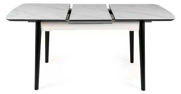 Masa extensibila APOLLO, alb cu efect de marmura/negru, 120/160x80x76