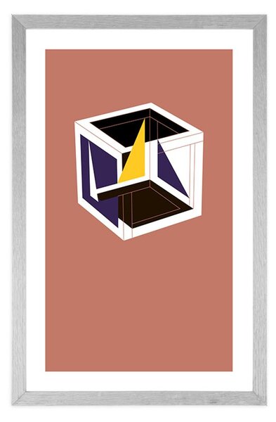 Poster cu passepartout cub în design colorat