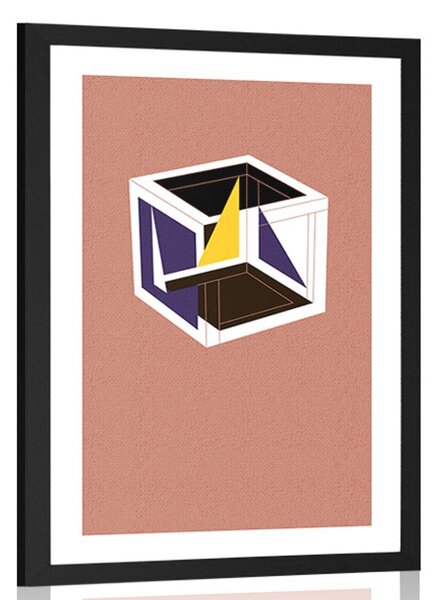Poster cu passepartout cub în design colorat