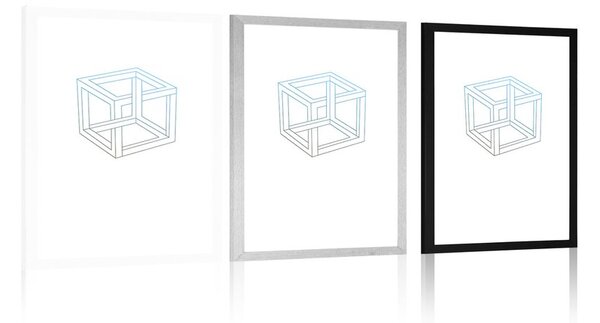 Poster cu passepartout cub minimalist