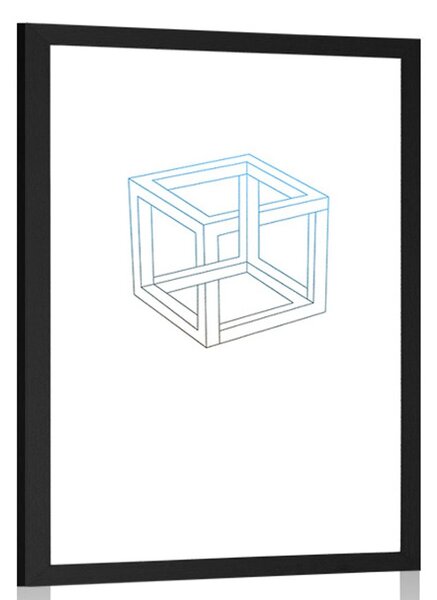 Poster cu passepartout cub minimalist