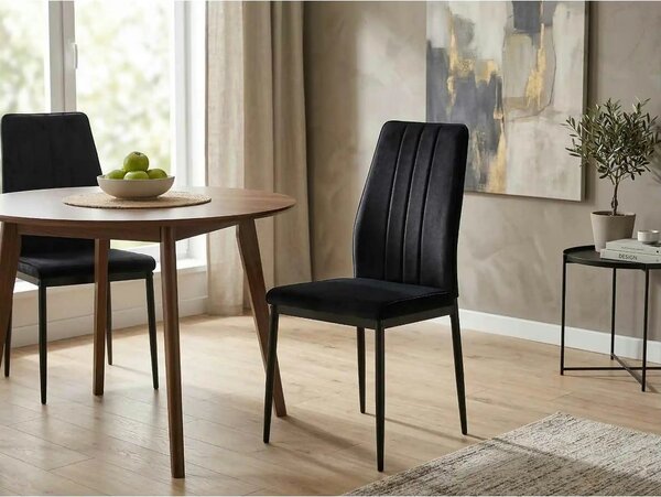 Scaun ATOM, negru, stofa catifelata/metal, 44x39x93 cm