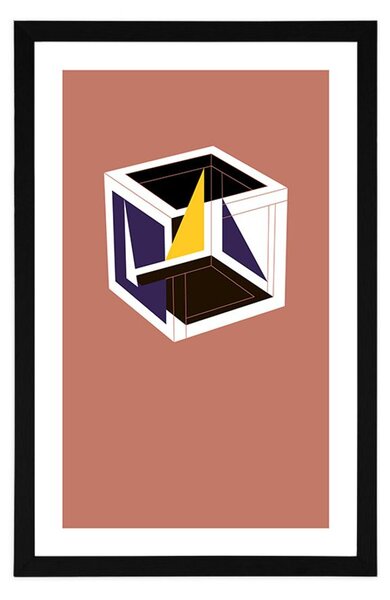 Poster cu passepartout cub în design colorat