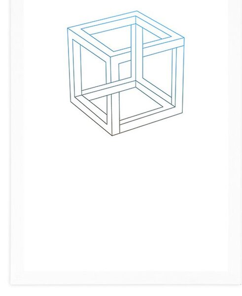 Poster cu passepartout cub minimalist