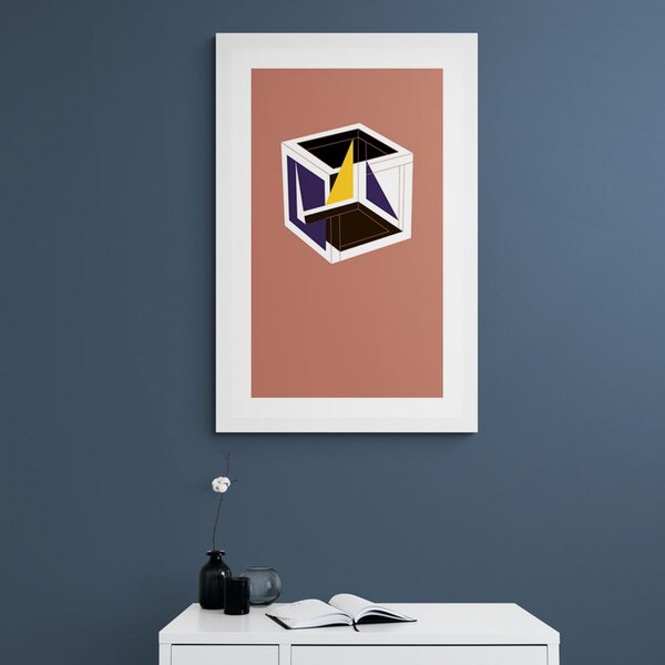Poster cu passepartout cub în design colorat