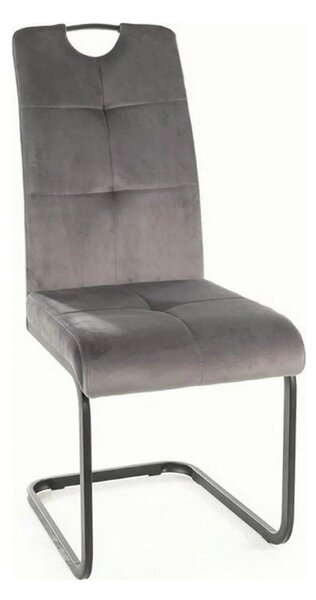 Scaun AXO, gri/negru, stofa catifelata/metal, 43x47x101 cm