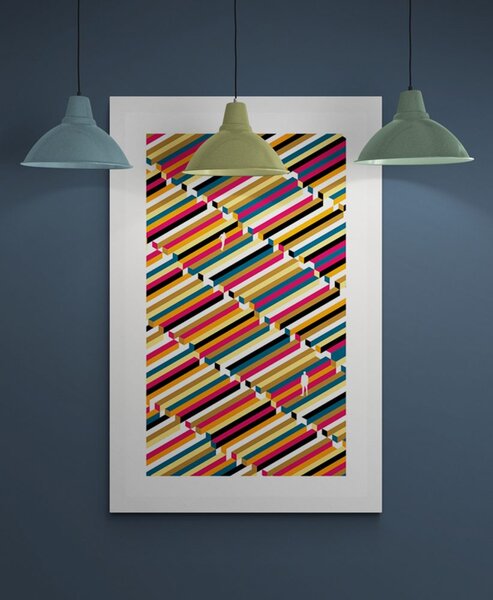 Poster cu passepartout oameni pe fundalul modelat