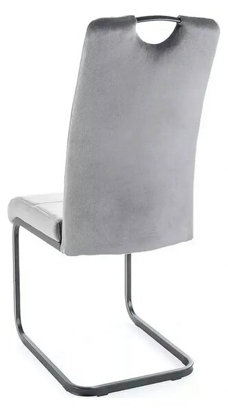 Scaun AXO, gri/negru, stofa catifelata/metal, 43x47x101 cm