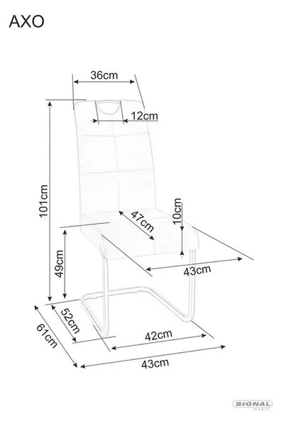 Scaun AXO, bej/negru, stofa catifelata/metal, 43x47x101 cm