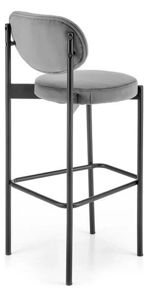 Scaun bar H108, gri - Bluvel 14/negru, stofa catifelata/otel, 42x48x92