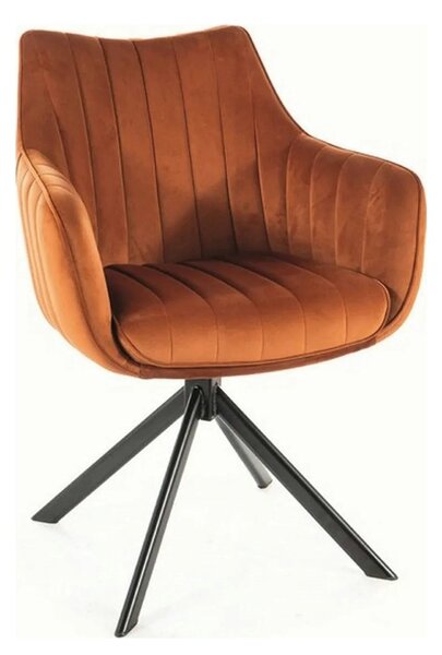 Scaun living rotativ AZALIA, caramiziu/negru, stofa catifelata/metal