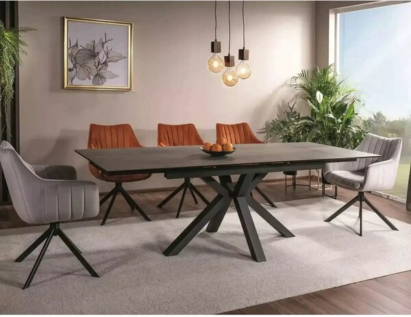 Scaun living rotativ AZALIA, caramiziu/negru, stofa catifelata/metal