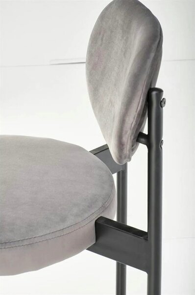 Scaun bar H108, gri - Bluvel 14/negru, stofa catifelata/otel, 42x48x92
