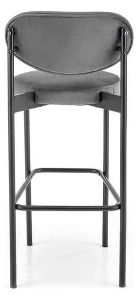 Scaun bar H108, gri - Bluvel 14/negru, stofa catifelata/otel, 42x48x92