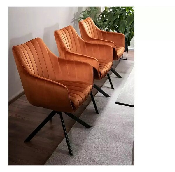Scaun living rotativ AZALIA, caramiziu/negru, stofa catifelata/metal