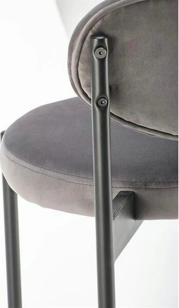 Scaun bar H108, gri - Bluvel 14/negru, stofa catifelata/otel, 42x48x92