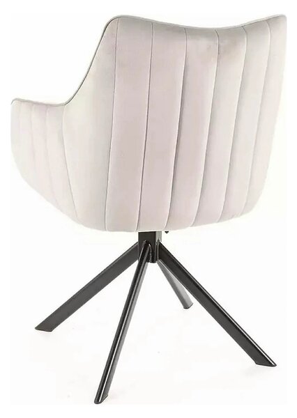 Scaun living rotativ AZALIA, gri deschis/negru, stofa catifelata/metal