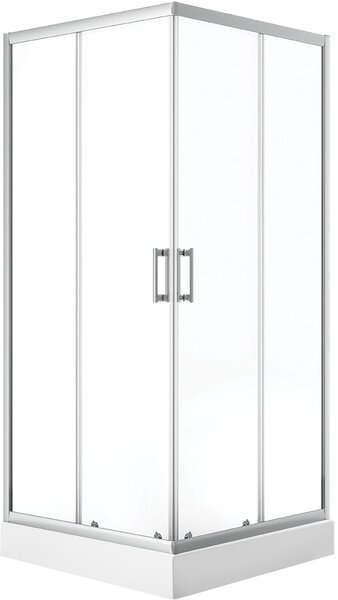 Laveo Bresso cabină cu cădiță 80x80 cm pătrat crom luciu/sticlă transparentă JKDD086K