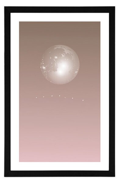 Poster cu passepartout lună în tonuri delicate