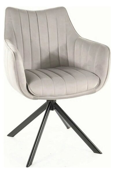 Scaun living rotativ AZALIA, gri deschis/negru, stofa catifelata/metal