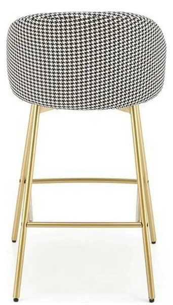 Scaun bar H113, negru/gri/auriu, stofa catifelata/otel, 47x55x85 cm