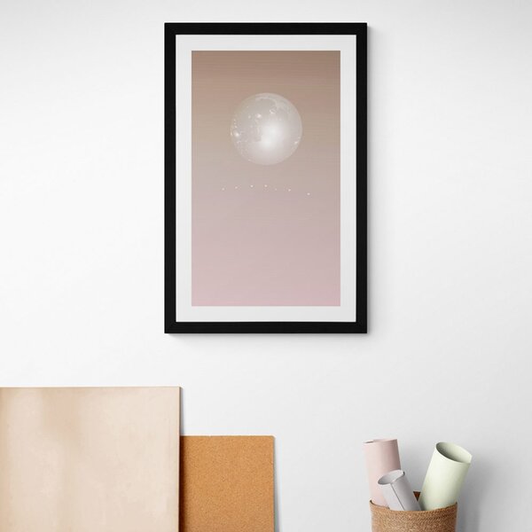 Poster cu passepartout lună în tonuri delicate