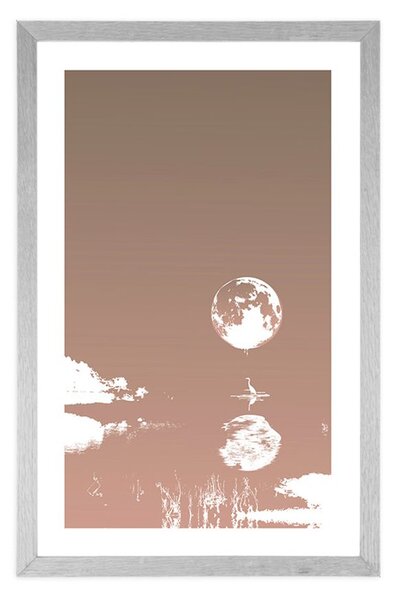 Poster cu passepartout reflecția lunii