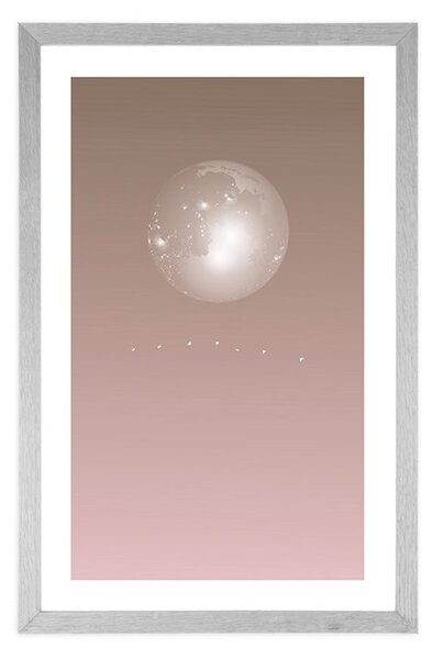 Poster cu passepartout lună în tonuri delicate