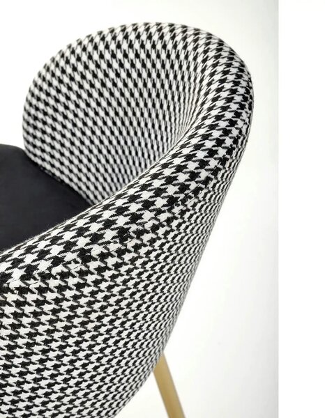 Scaun bar H113, negru/gri/auriu, stofa catifelata/otel, 47x55x85 cm
