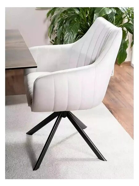 Scaun living rotativ AZALIA, gri deschis/negru, stofa catifelata/metal