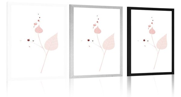 Poster cu passepartout frunze în design simplu