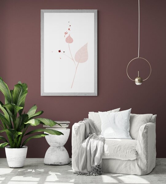 Poster cu passepartout frunze în design simplu