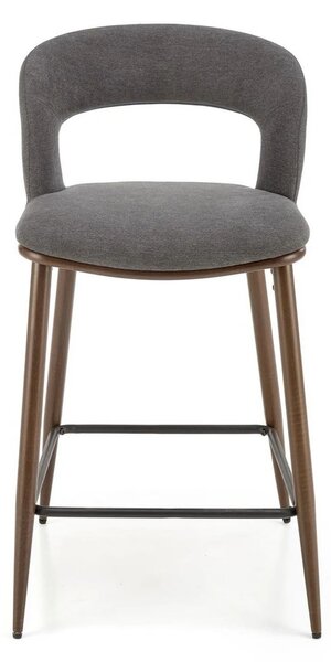 Scaun bucatarie insula H114, gri/nuc, stofa clasica/otel, 48x52x92 cm