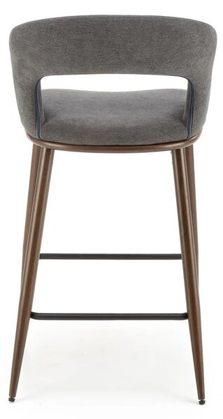 Scaun bucatarie insula H114, gri/nuc, stofa clasica/otel, 48x52x92 cm