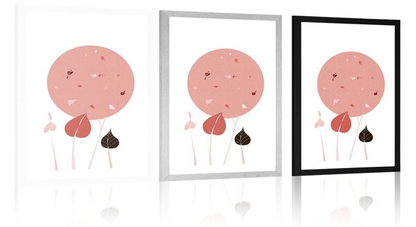 Poster cu passepartout design interesant de frunze