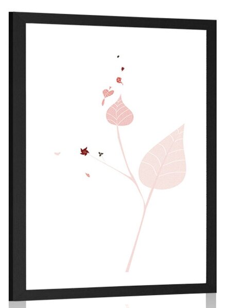 Poster cu passepartout frunze în design simplu
