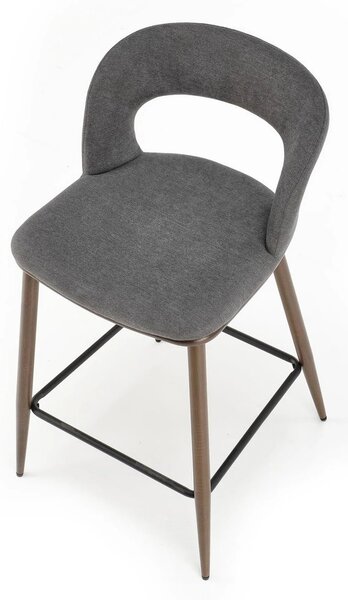 Scaun bucatarie insula H114, gri/nuc, stofa clasica/otel, 48x52x92 cm