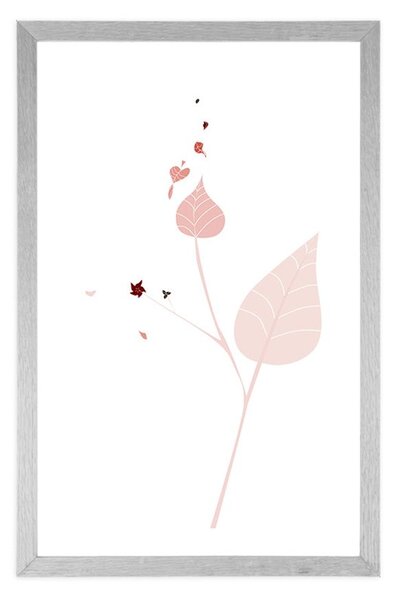 Poster cu passepartout frunze în design simplu
