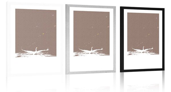 Poster cu passepartout lacul lebedelor