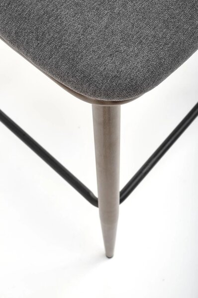 Scaun bucatarie insula H114, gri/nuc, stofa clasica/otel, 48x52x92 cm