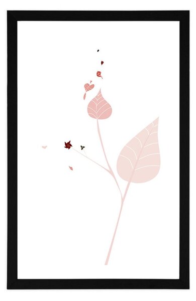Poster cu passepartout frunze în design simplu