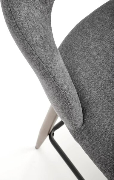 Scaun bucatarie insula H114, gri/nuc, stofa clasica/otel, 48x52x92 cm