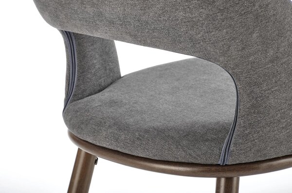 Scaun bucatarie insula H114, gri/nuc, stofa clasica/otel, 48x52x92 cm
