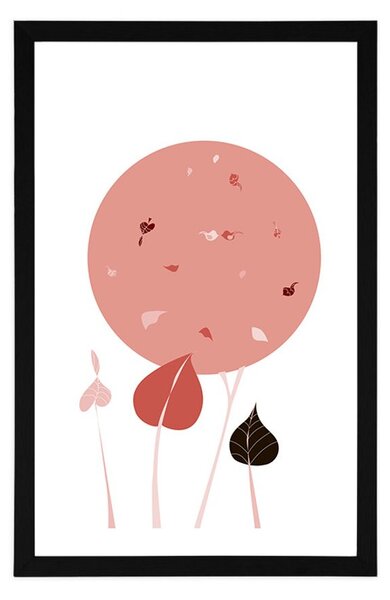 Poster cu passepartout design interesant de frunze