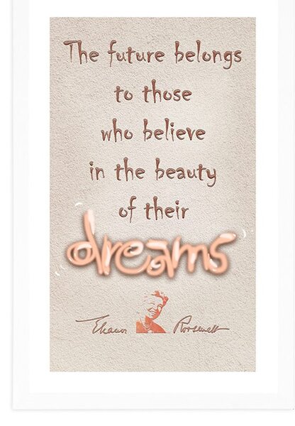 Poster cu passepartout citat motivațional despre vise - Eleanor Roosevelt