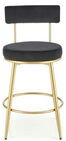 Scaun bar H115, negru/auriu, stofa catifelata/otel, 45x54x90 cm