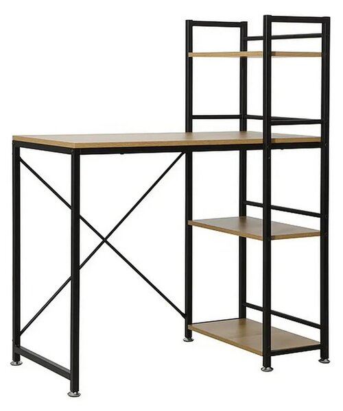 Birou B-036, stejar/negru, PAL/metal, 90x50x76/114 cm