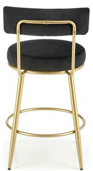Scaun bar H115, negru/auriu, stofa catifelata/otel, 45x54x90 cm