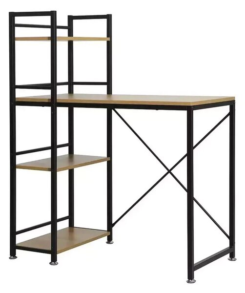 Birou B-036, stejar/negru, PAL/metal, 90x50x76/114 cm